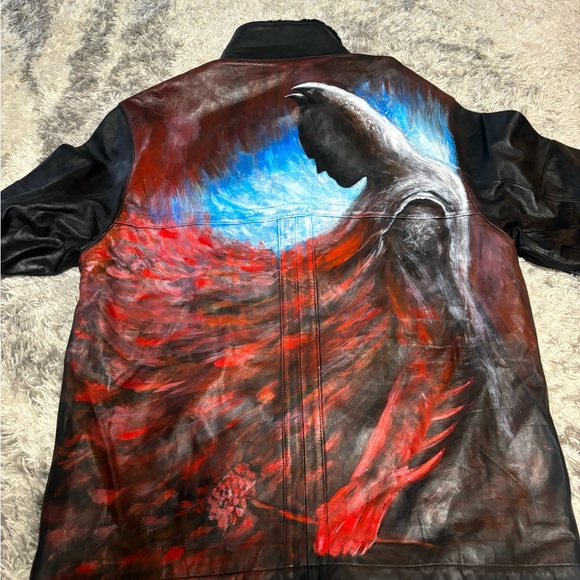 Daniel Hechter hand painted Batman Black Military Field Jacket - Picture 5 of 7